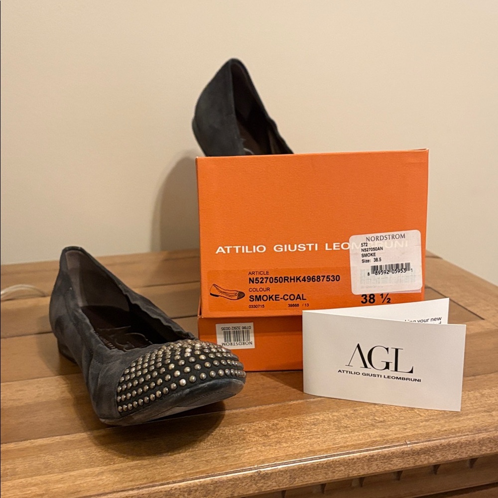 AGL Women's Gray Studded Loafers